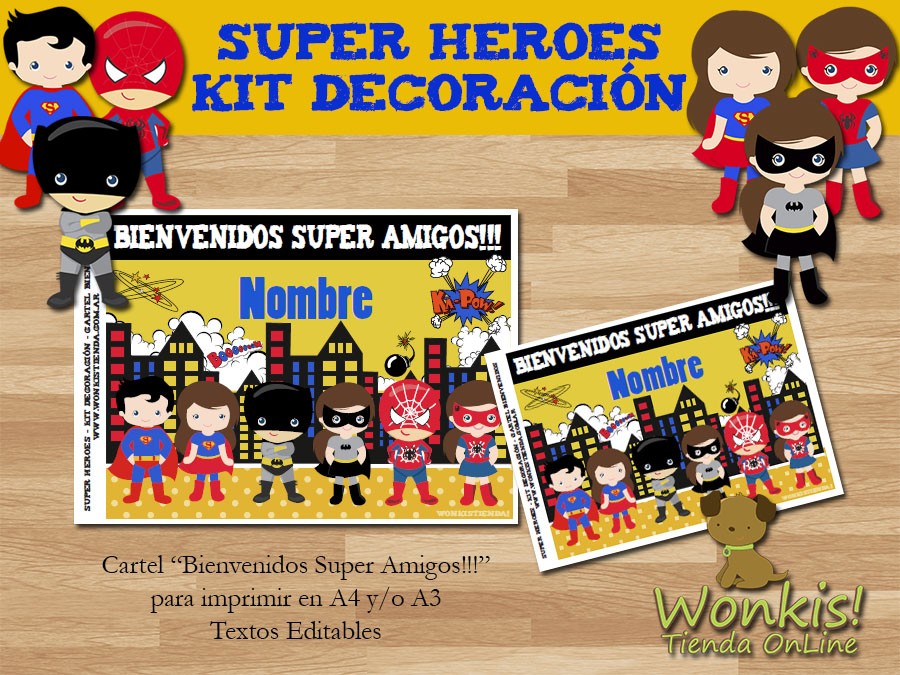Super Heroes - Kit Decoracion Fiesta Imprimible