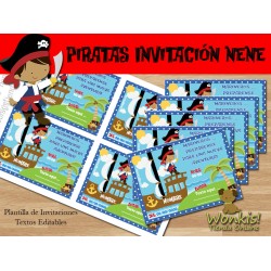 Pirata nene - Invitación Textos editables